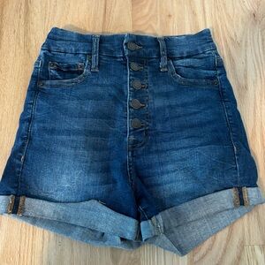 Aeropostale Size 2 Super High Rise Curvy Midi Denim Shorts, never worn
